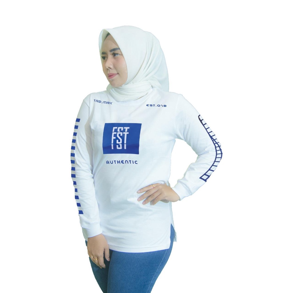 Kaos wanita lengan panjang PUTIH REAL PICT Sablon Distro