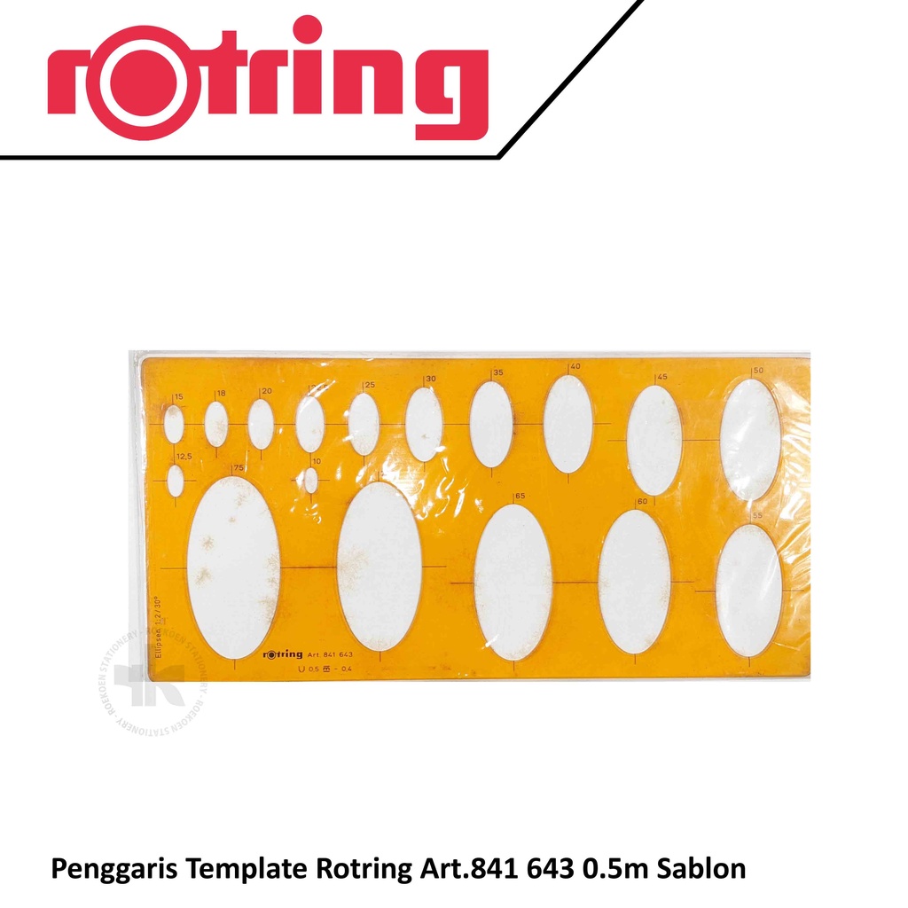

Rotring Penggaris Template / Sablon Ellipsen 1:2 Art.841 643 0.5m