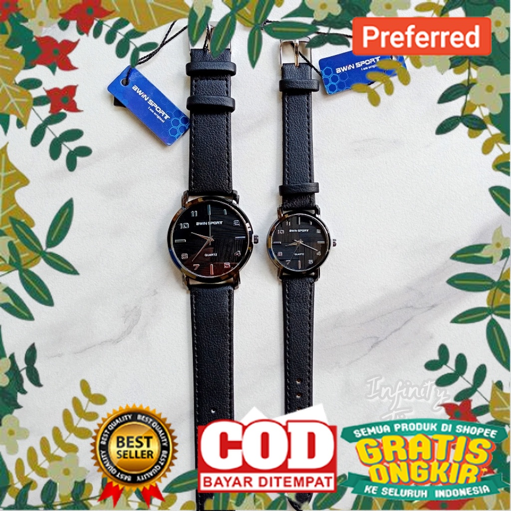 Jam Tangan Couple Awin Bwin Sport M1023G M1023L Cowok Cewek Analog Strap Leather  Kualitas Original,