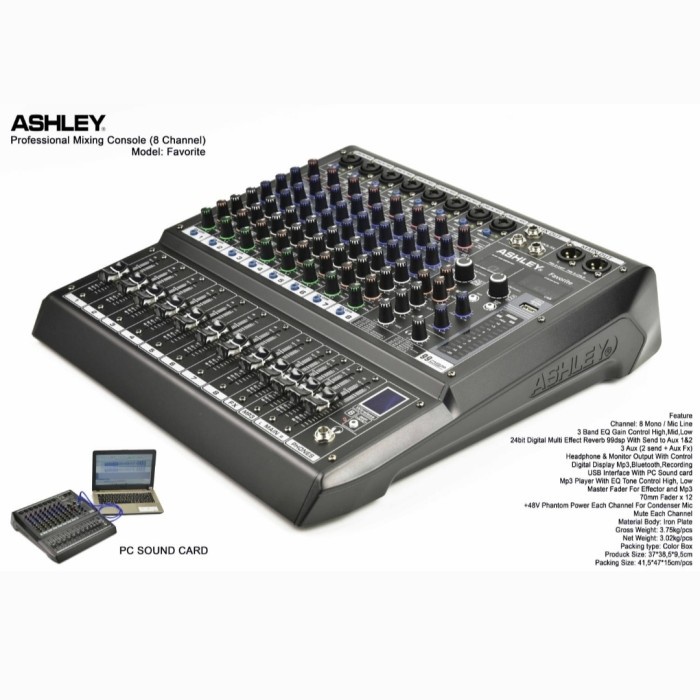 Mixer ASHLEY FAVORITE 8 / FAVORITE8 8 Channel Original Mixer Audio