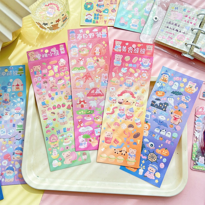 

（Yunita） STIKER GLOSSY BLINK2 KARTUN JEPANG ALA GAYA KOREA LUCU/ STICKER AESTEHTIC IMUT KARTUNN LUCU