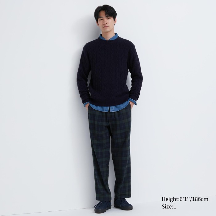 UNIQLO Celana Flannel Ankle Rileks (Motif) 460274 Pria S