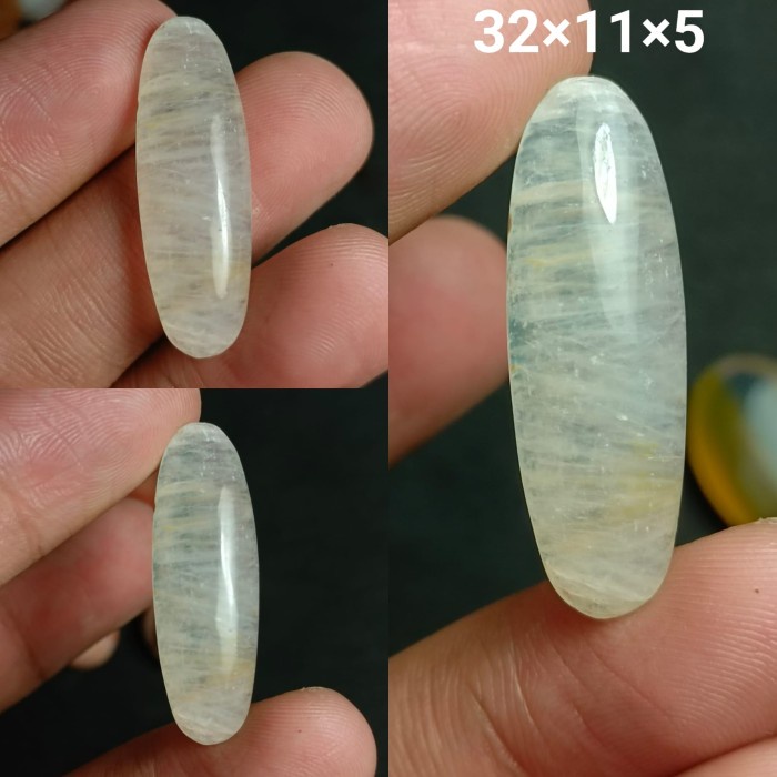 Natural Batu Akik Kristal Motif Gambar Pandan Sutra Tipis Lembut Antik