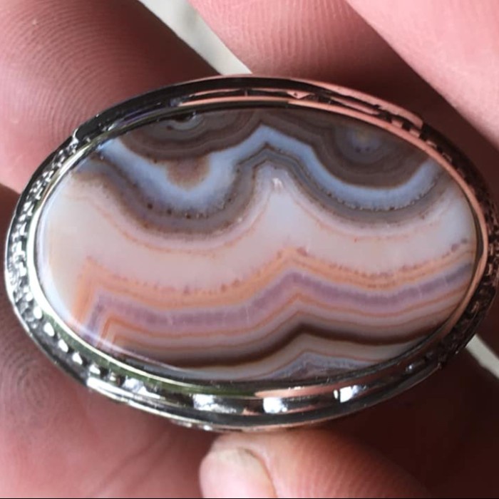Cincin Batu Akik Natural Motif Gambar Huruf Arab Lafadz ALLAH Antik 6
