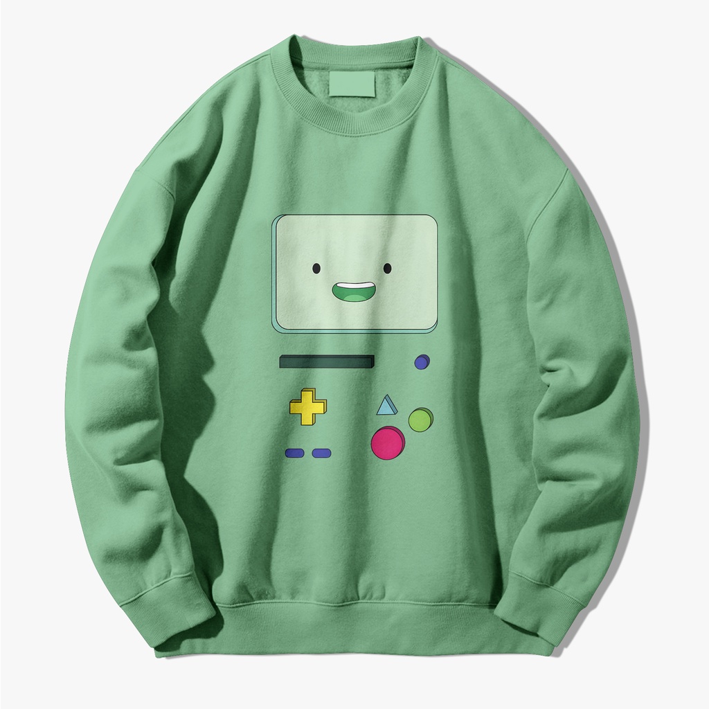 Crewneck sweater Sweatshirt Adventure time BMO Sweater Polos unisex pria dan wanita  size M-XL