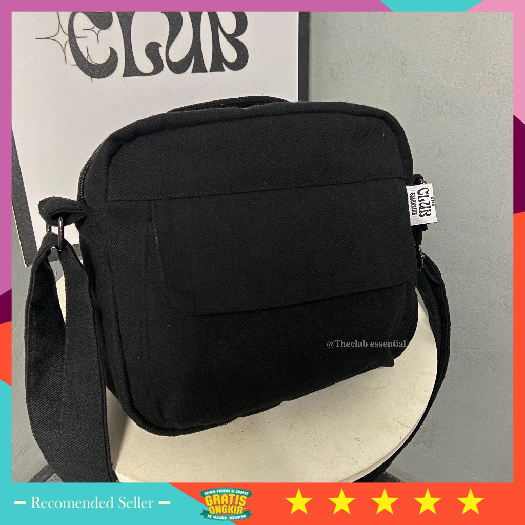 Selempang Murah Bahan Kuat Awet Premium Branded - Theclub Korean Crossbody Bag Medium Canvas - Tas C