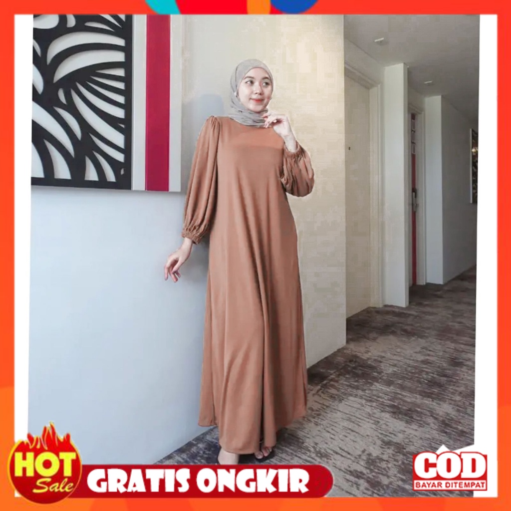KAIN ADEM HALUS TEBAL / HANUM GAMIS AIRFLOW PANJANG WANITA MUSLIMAH CRINCKLE CRINCLE