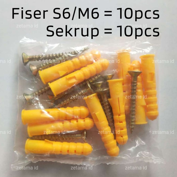 Fiser S6 Sekrup Gantungan Tembok Fiser M6x30mm Kuning @10set