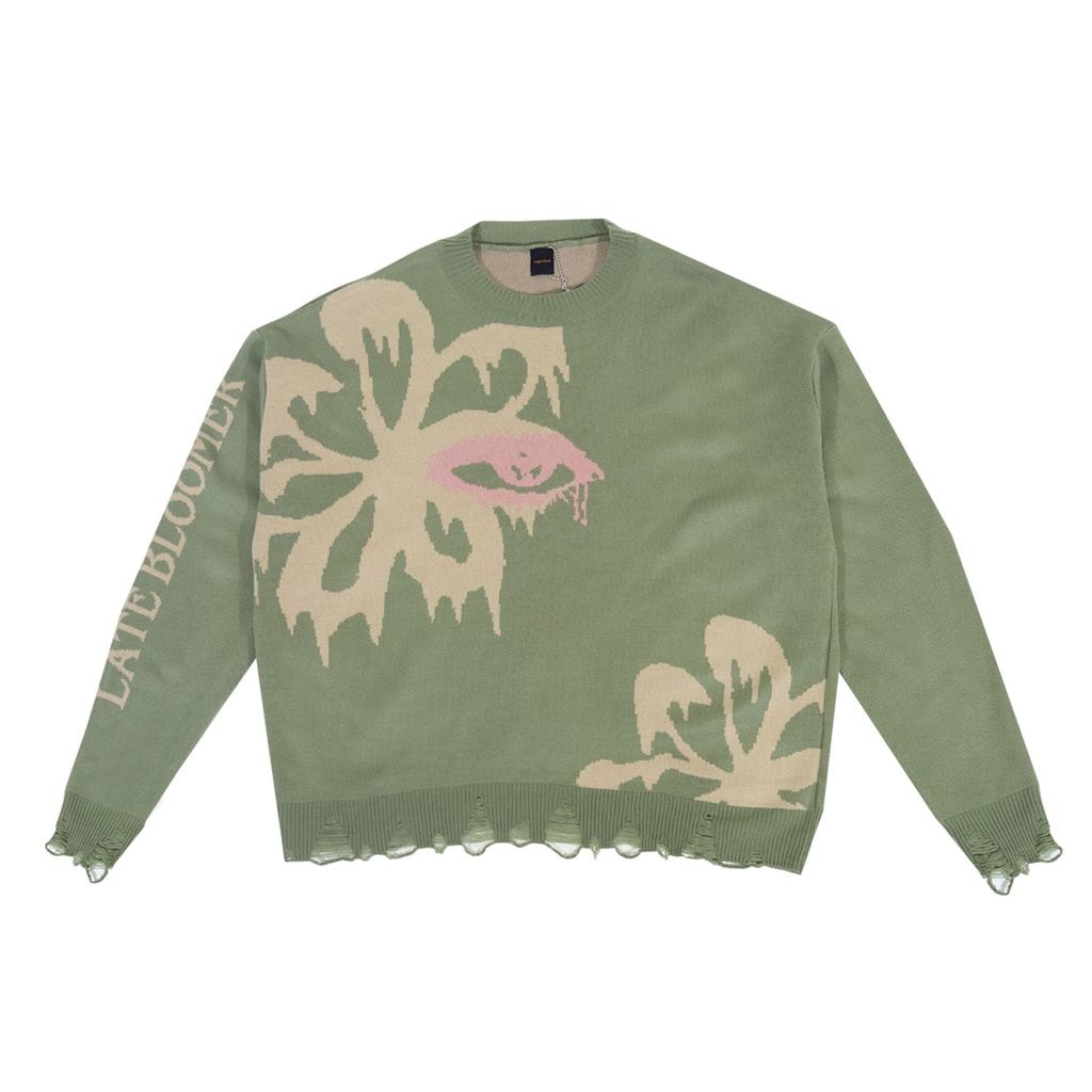 ROUGE DELAVE RATED R -  Late Bloomer Oversized Knit Sweater (Mint Green)