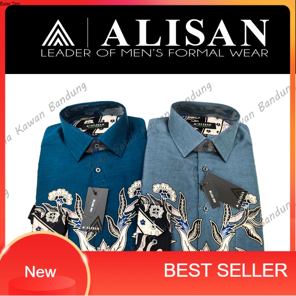 Kemeja ALISAN Batik SLIM Fit Lengan Panjang ( Seri 10700 ) - HIJAU SAGE & HIJAU BOTOL/ spesial 11.11