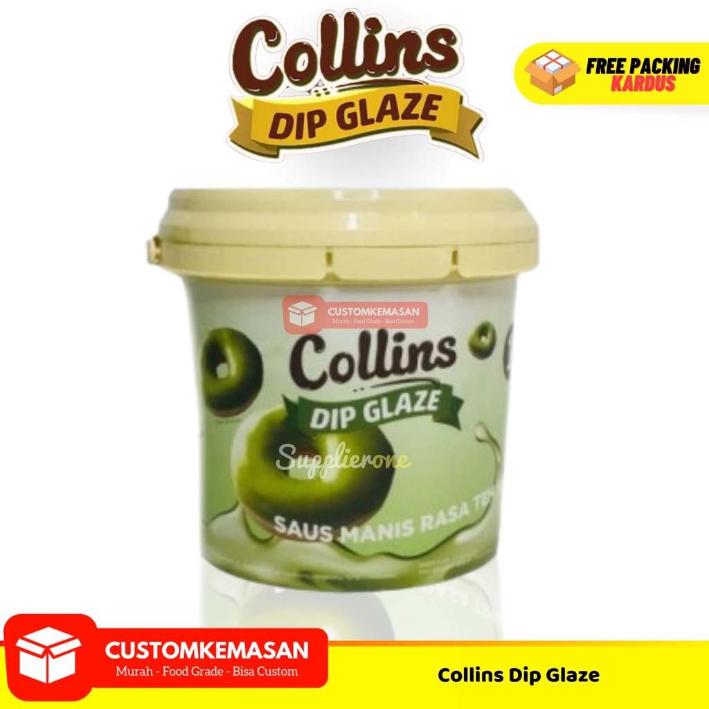 

Collins Dip Glaze Greantea 1kg Toping Donat / Toping Es kulkul / Dip Glaze / Dip Glaze Collins /Toping Roti bakar / Toping Kue