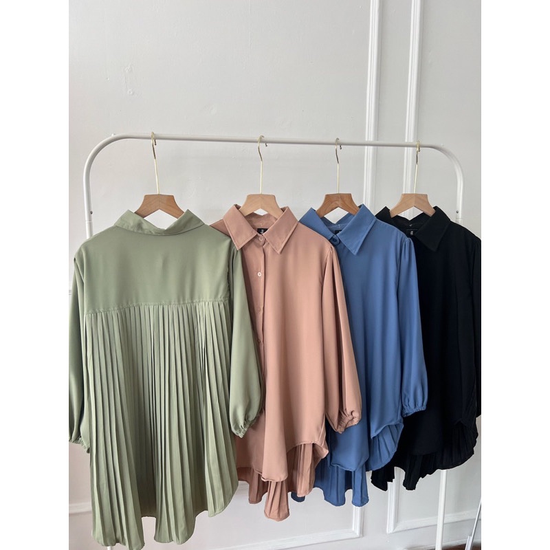 BELINDA KEMEJA PLISKET ATASAN BAJU WANITA