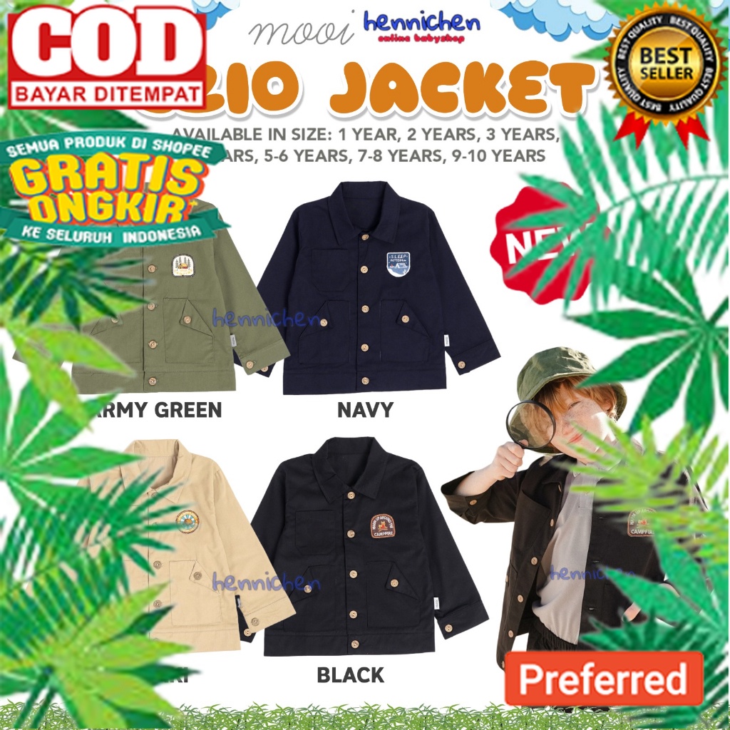 Mooi Ezio Jaket 1-10 Tahun Jaket Parka Bordir Akio / Ezio Fisher Jacket Anak Unisex// JAKET KEREN MO