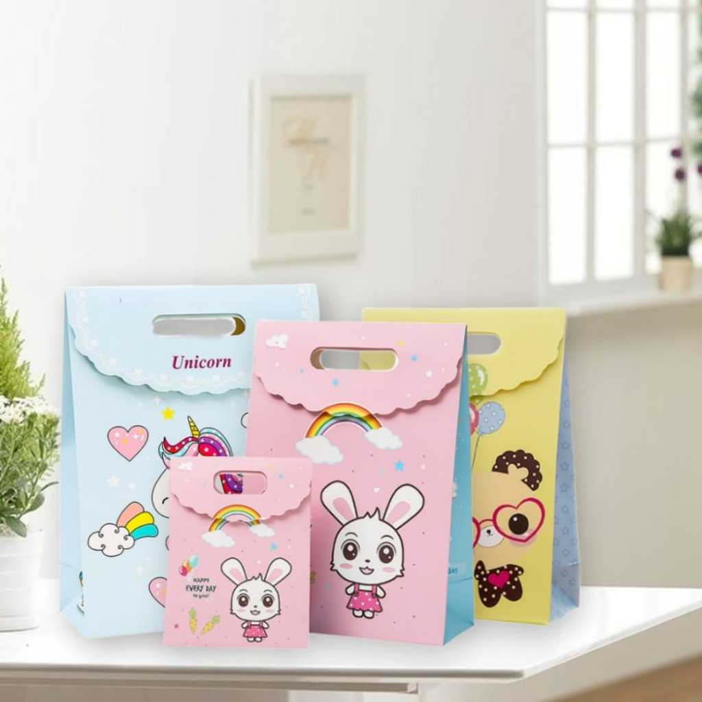 COD - 6041 Goodie Bag Karakter Animal / Tas Ulang Tahun Lucu / Tas Bingkisan Ulang Tahun / Paper Bag Bingkisan / Goodie Bag Lucu