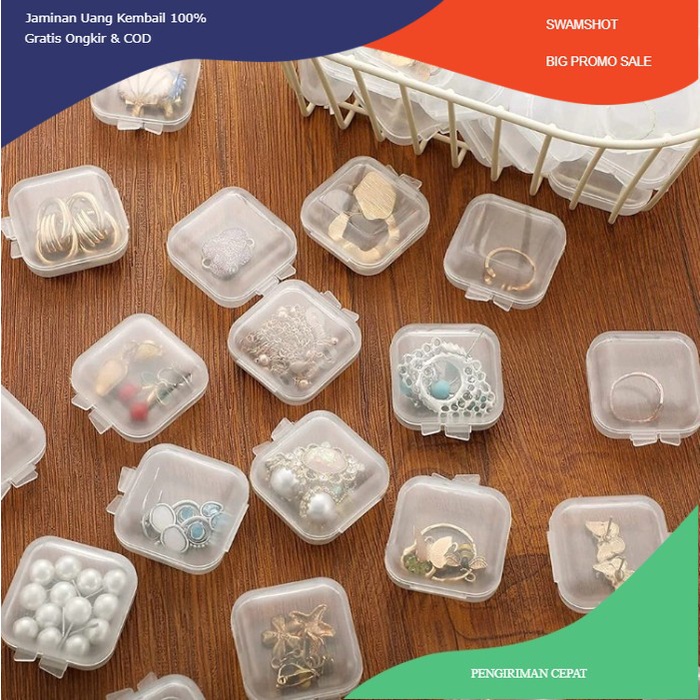 Kotak Plastik Mini Serbaguna Tempat Penyimpanan Perhiasan Obat Bening