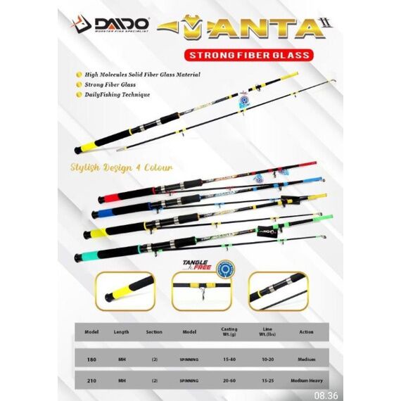 Joran Fiber Solid Padat Daido Manta II gagang FullBusa 150 165 180 210