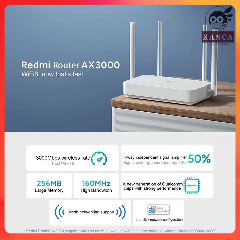 Redmi Router WiFI 6 Gigabit Dual Band 2.4/5.0GHz - AX3000
