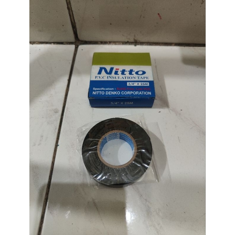 

Isolasi Lakban Hitam Listrik Nitto Pvc Hitam 3/4" Inch 25 Meter