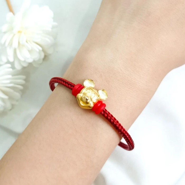 Gelang Tali Pandora Karakter Mickey Mouse Emas Asli
