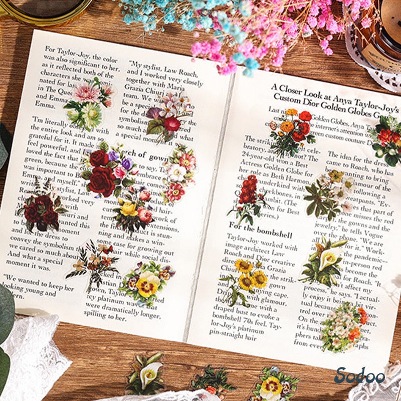 

Tas Stiker Tahan Air 60-Sheet Set Anak-anak Ledger Stiker Bahan Tumbuhan Retro Kreatif - SO