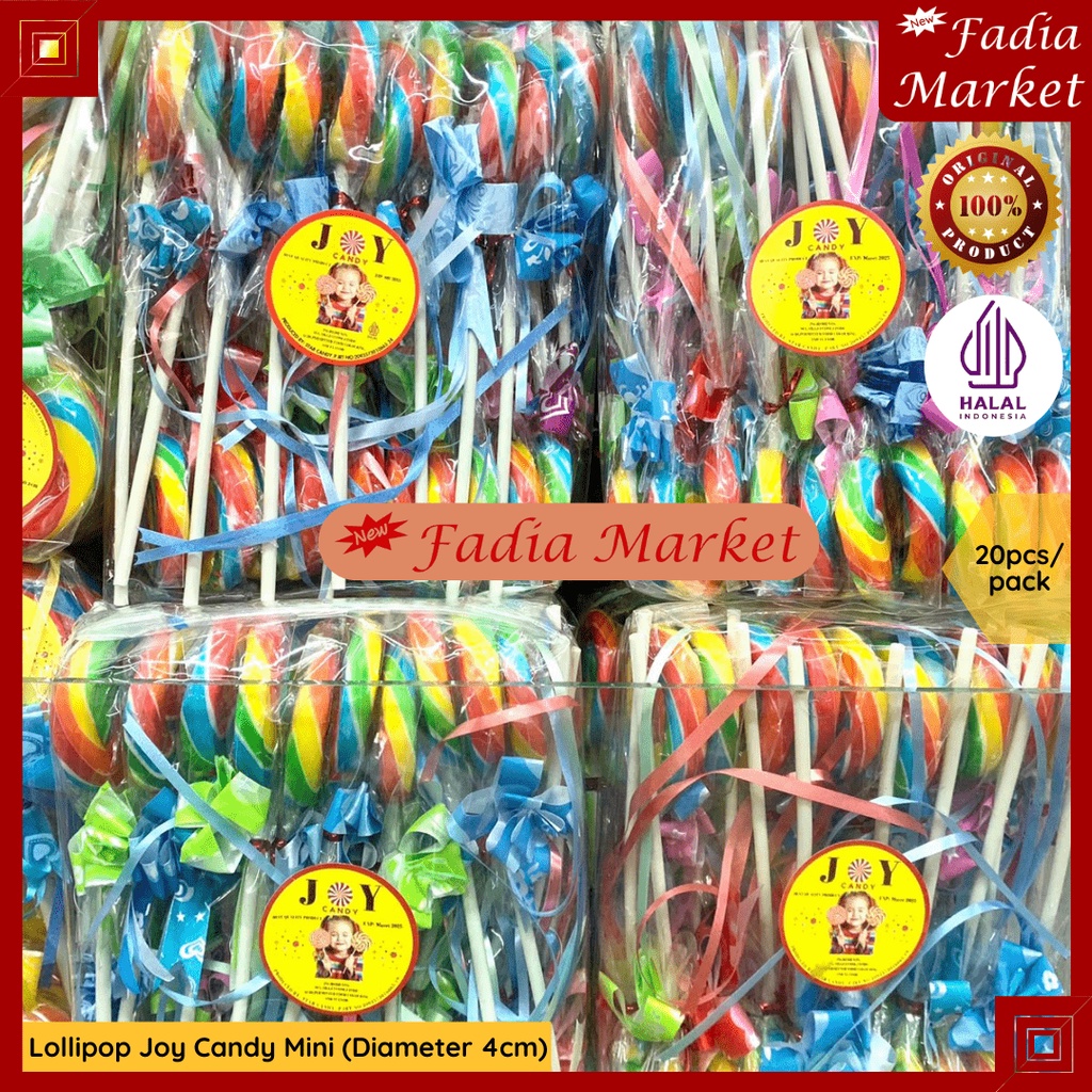 

Lollipop Joy Candy Permen Manis Warna Warni Mini Diameter 4cm 20pcs/pack