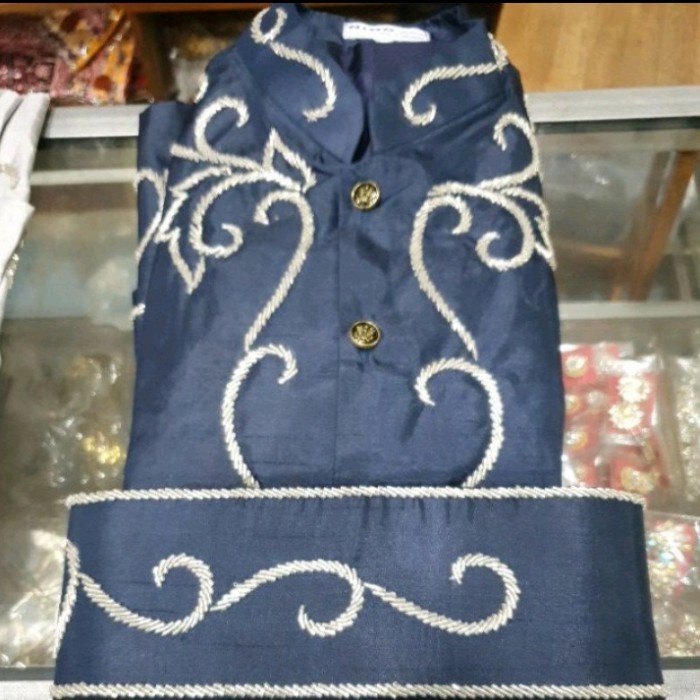 Beskap sunat anak baju sunat adat nusantara/betawi/sunda komplit - Biru, S