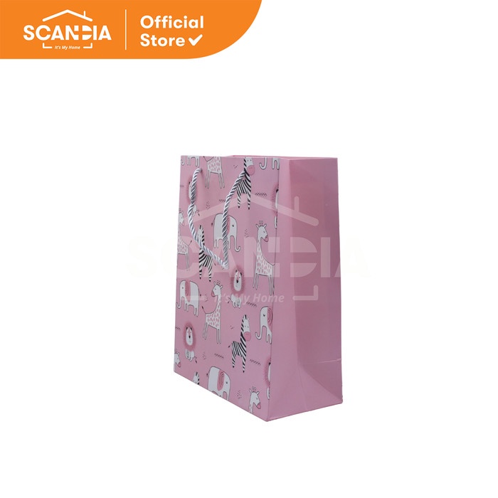 

SCANDIA Paper bag Baby Gift Bag 25x33x12 Cm Medium Pink Zebra (SC0464)