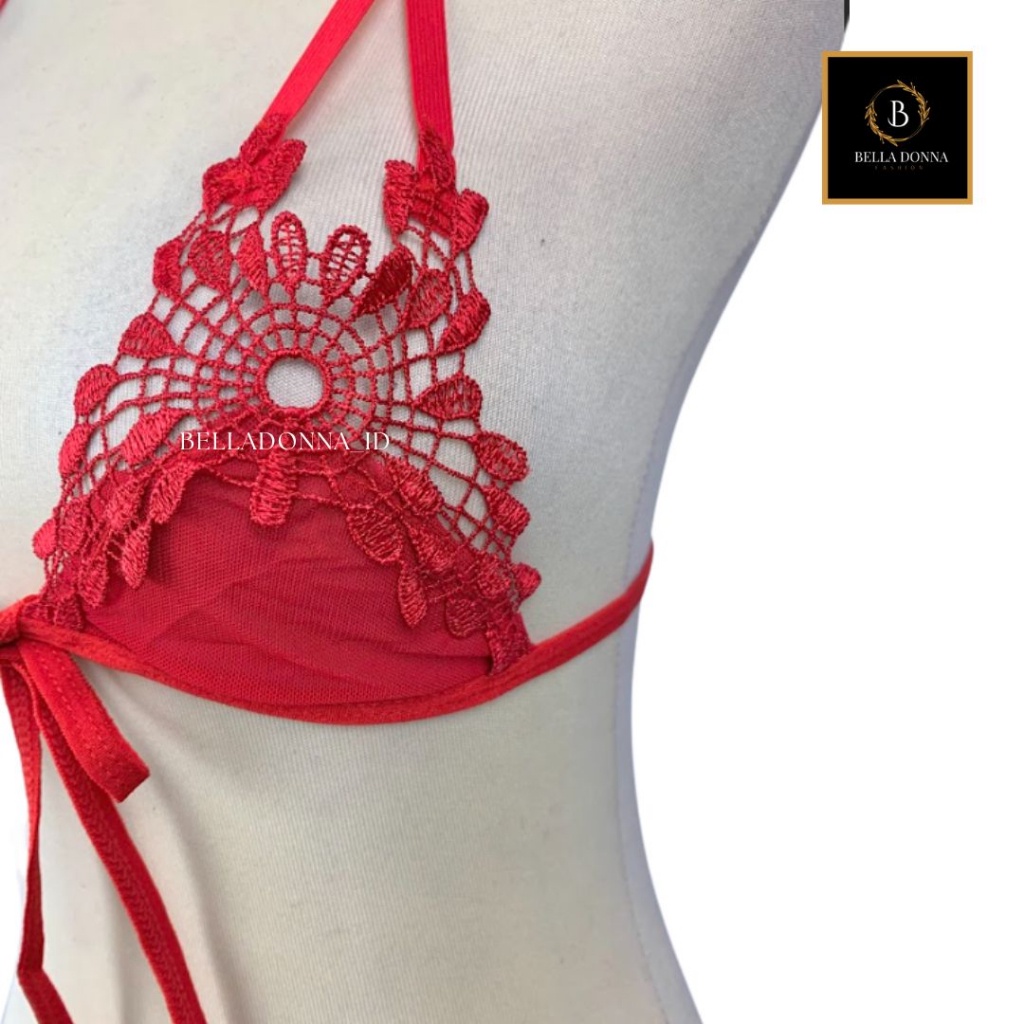 belladonna_id 1 Pakaian Dalam Lingerie BRACD-08 Wanita Dewasa Sexy anggun Lingerie Babydoll Bordir + G-string Pakaian Dalam Transparan Eksotis-5