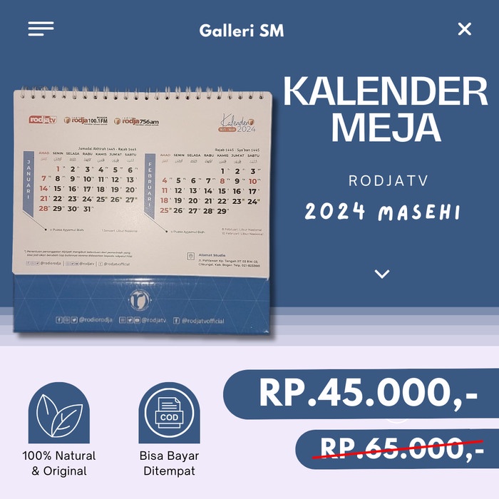 

Kalender Meja Rodja Tahun Baru Islam Masehi Hijriah Kantor A5 Praktis