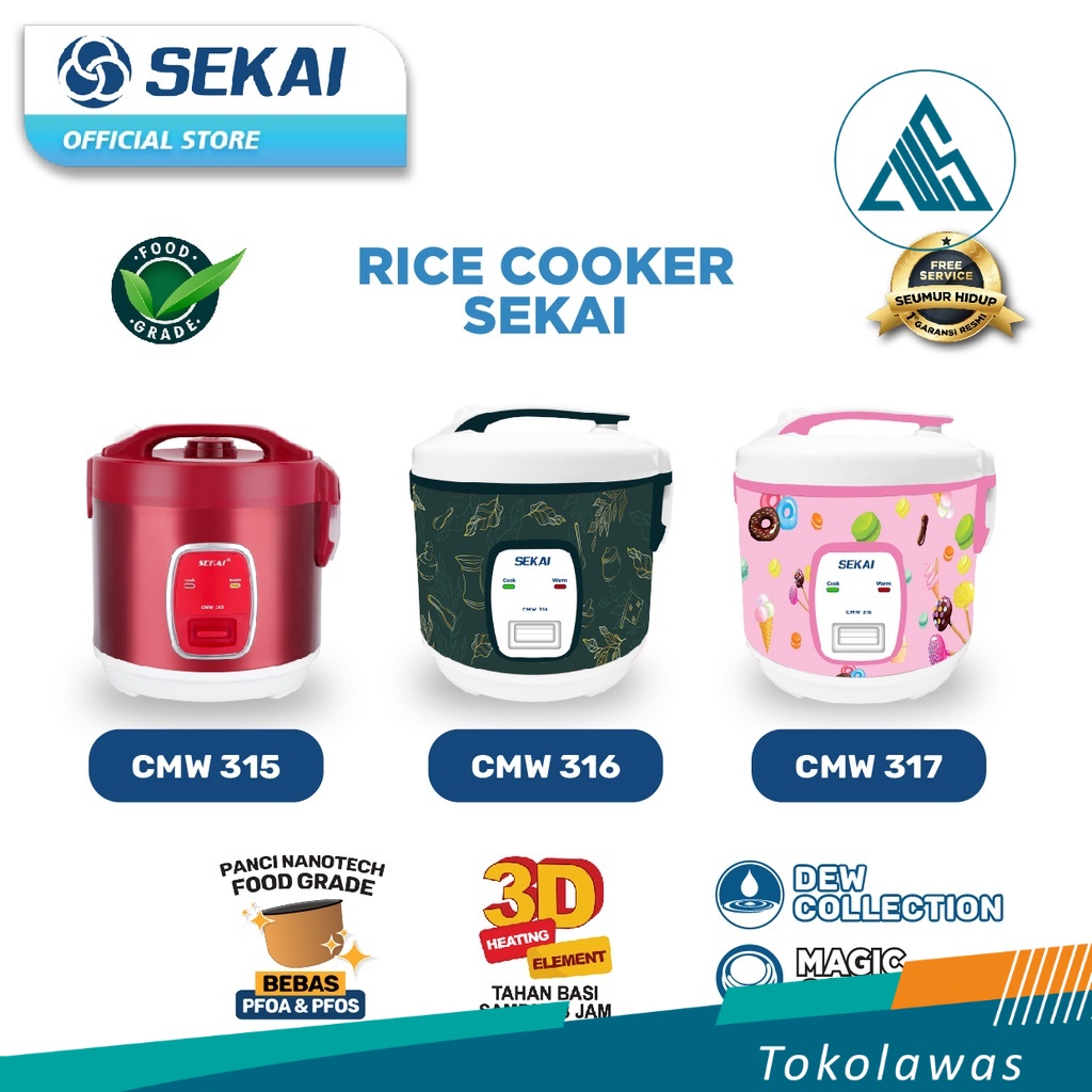 TOKO LAWAS, SEKAI Rice Cooker Mini / Penanak Nasi Magic Com Penghangat Nasi 3 in 1 - 1.2 Liter - CMW
