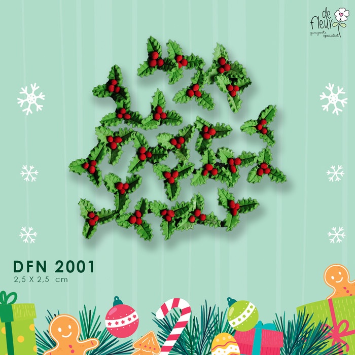 RRS Hiasan kue daun mistletoe natal