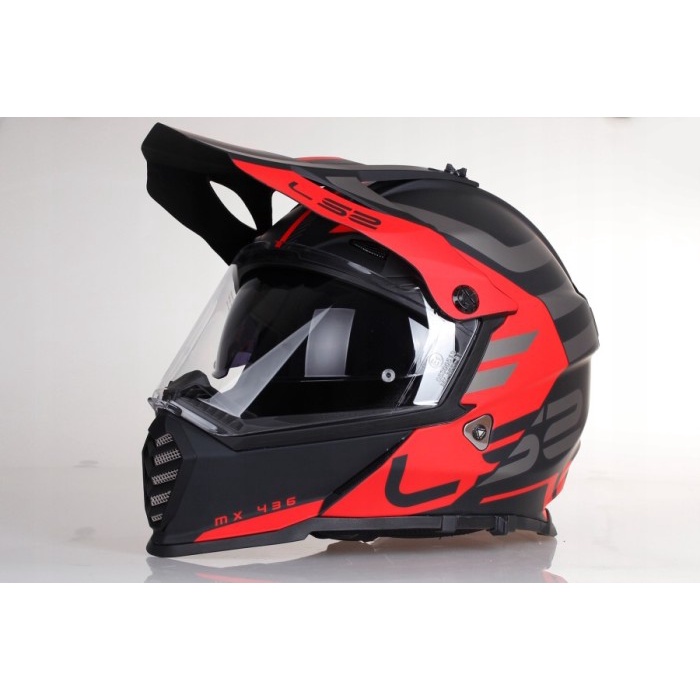 LS2 Helm Trail Adventure LS2 MX436 Pioneer Evo Adventurer Matt Black Red - L - TERMURAH