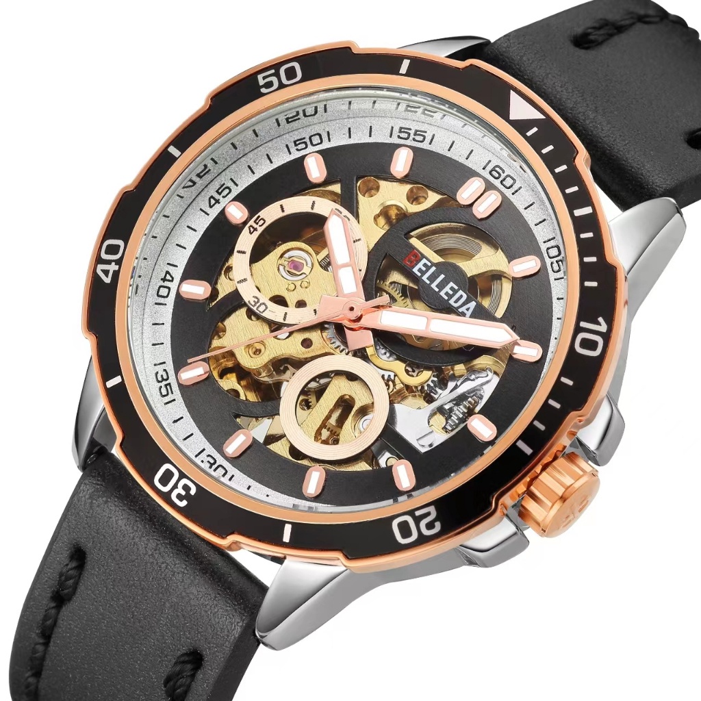 BELLEDA Jam Tangan Pria Belleda 9486 Automatic Leather Strap Luxury Anti Air Man Watch Original