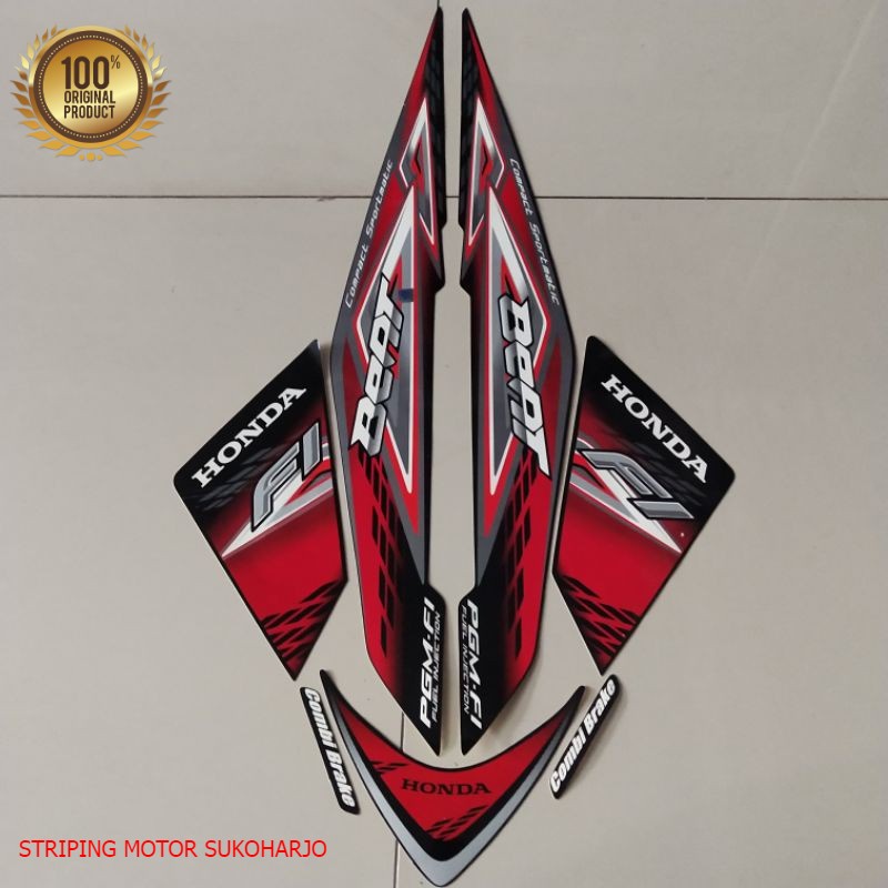 (ORI) striping honda beat fi 2014 hitam combi brake kualitas original