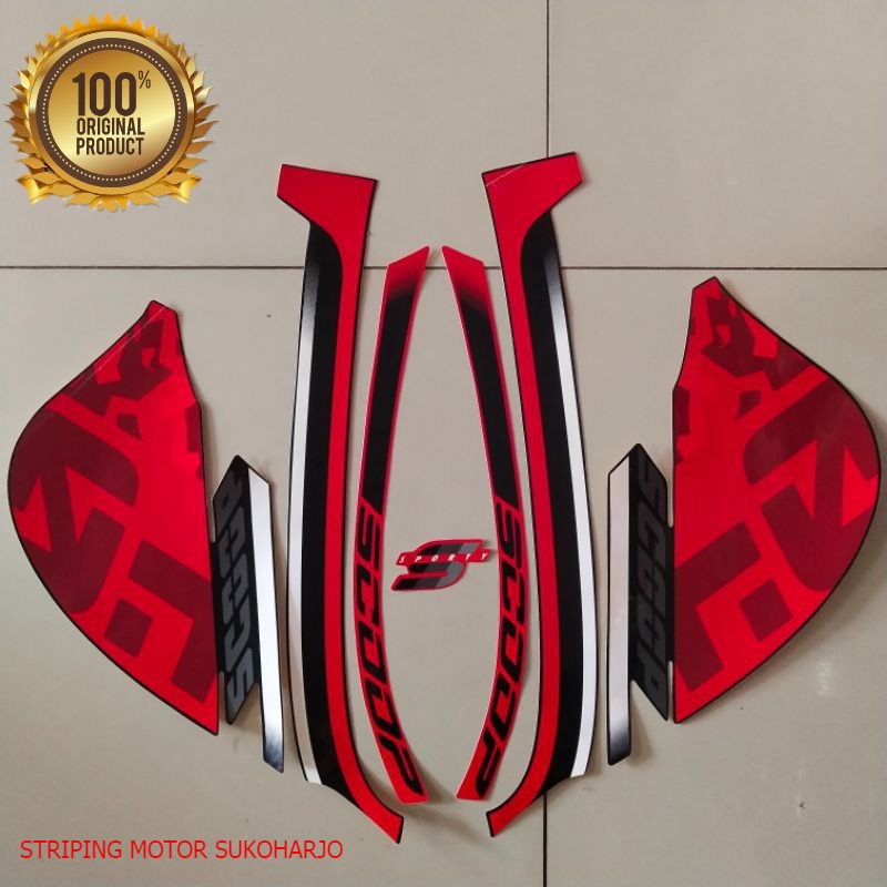(ORI)  striping  honda scoopy 2021 merah kualitas original