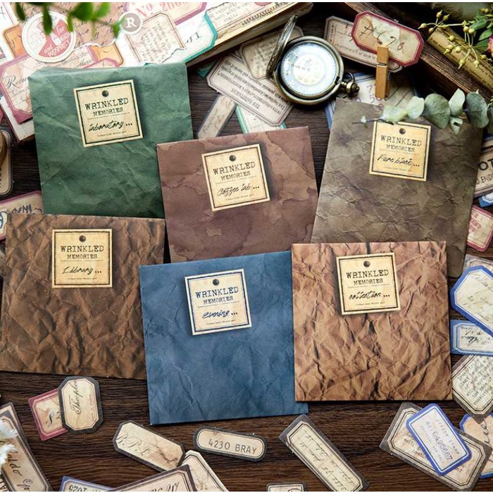 

40 Lembar Vintage Scrapbook Sticker WRINKLED MEMORIES COLLECTION DIY