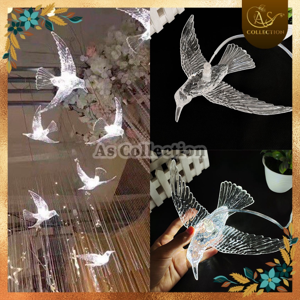 Gyouzi - Lampu Burung Akrilik Burung Plastik Dekorasi Hias Gantung LED Dekorasi Wedding Plastik