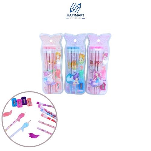 

Cute Mermaid HB Pencil Set With Rubber Set Pensil HB Putri Duyung Lucu - Pink