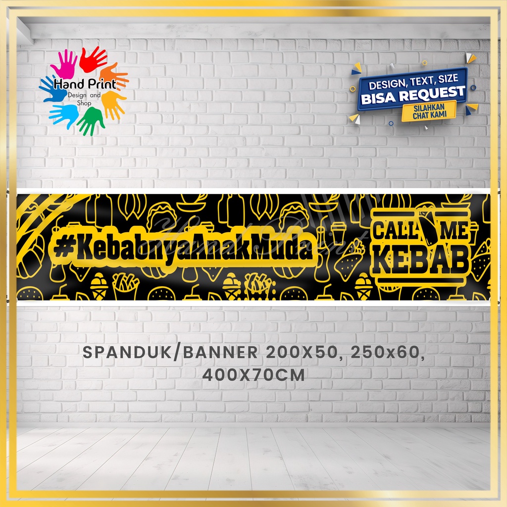 Cetak SPANDUK / BANNER MMT Makanan Kebab Martabak Manis Martabak Telor Baklor Mie Ayam Bakso Rusuk C