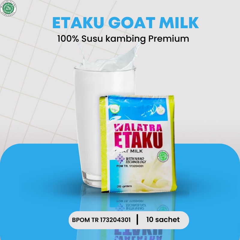 

Etaku Goat Milk - Susu penambah tinggi badan anak / dewasa Susu kambing premium 100% Asli - 10 sachet(Gratis Ongkir)