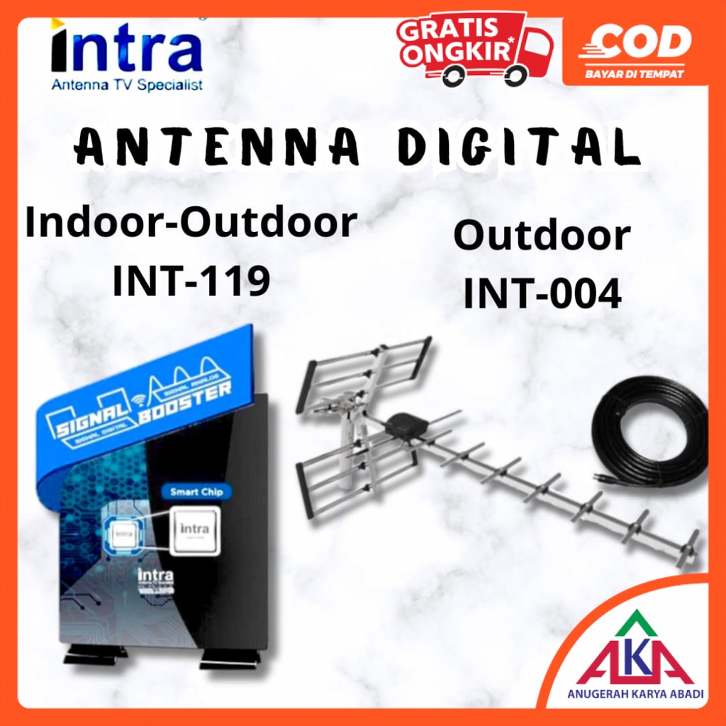 Antena TV Analog / Digital INTRA Indoor / Outdoor Dalam / Luar Ruangan Kabel Booster