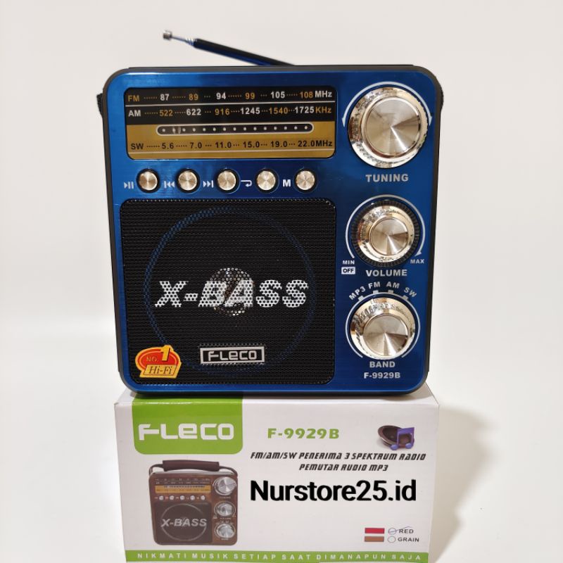 RADIO PORTABLE FLECO X-BASS F-9929B AC/DC 3 BAND FM-AM-SW/RADIO PORTABLE FLECO F-9929B X-BASS BT TF 