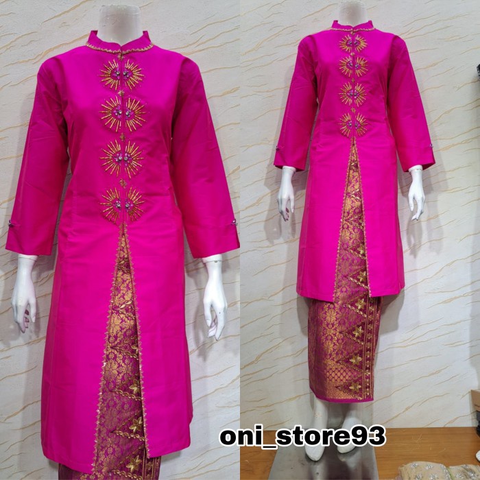 ATASAN KEBAYA TAFETA PAYET / TUNIK TAFETA / BAJU KURUNG MELAYU - Merah, M
