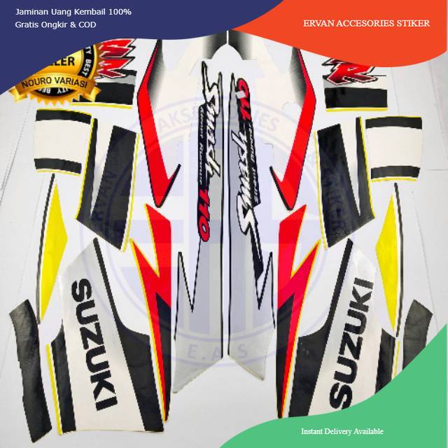 striping suzuki smash 110 r 2005 2006 hitam kuning body standar berkualitas