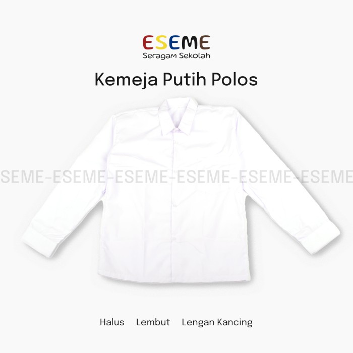 

[MEDAMART] DISKON Kemeja Putih Polos Lengan Panjang Baju Seragam Sekolah SD 8