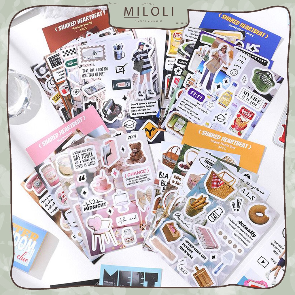 

[MILOLI] 4Sheets KOREAN MAGAZINE SHARED HEARTBEAT Style Fashion DIY Diary Sticker Jurnal Deco Stiker Hias - B0446