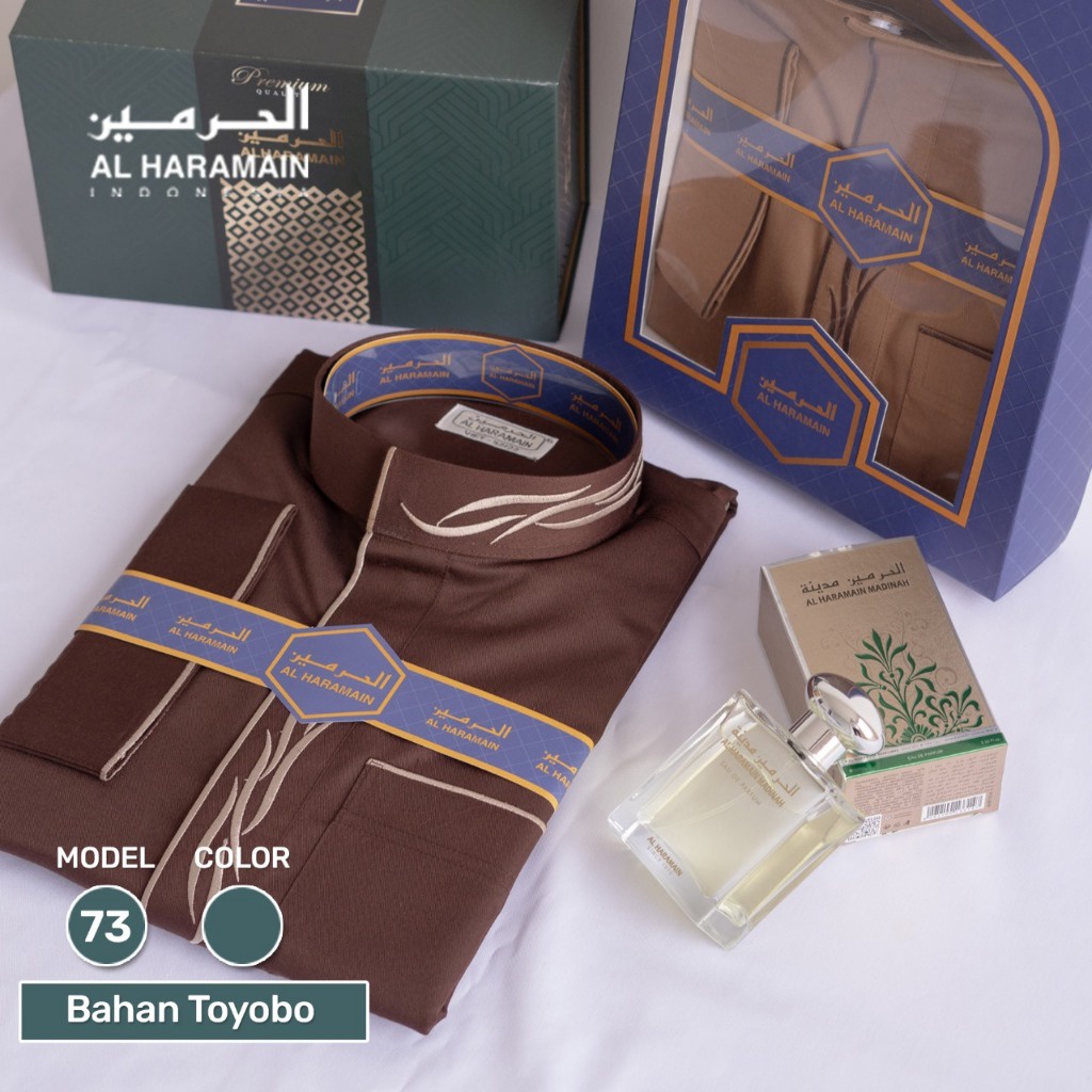 BISA COD GAMIS PREMIUM AL Haramain Jubah / Gamis Pria Dewasa Premium Resleting Toyobo (73) | Coklat 