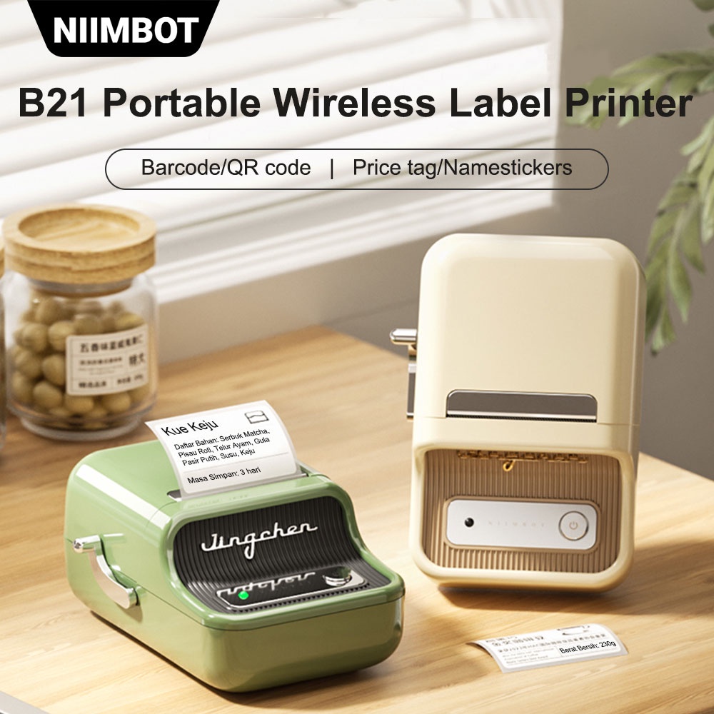 

NIIMBOT B21 B1 Printer Label Termal Portabel, Printer Label Barcode Bluetooth, Garansi 1 Tahun