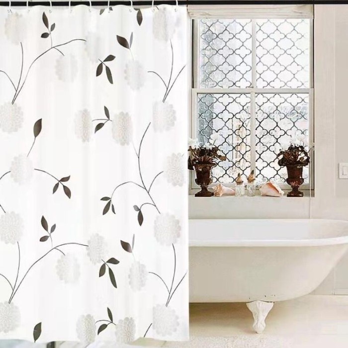 1 Set Tirai Kamar Mandi Plus Tiang Kamar Mandi / Tiang Gorden+Tirai - One tree