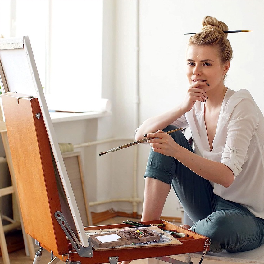 

H7Y 15/8 Hole Palette Watercolor Kayu Mini Palet Lukis Kayu Magnetic Wooden Color Palette Disk Mini